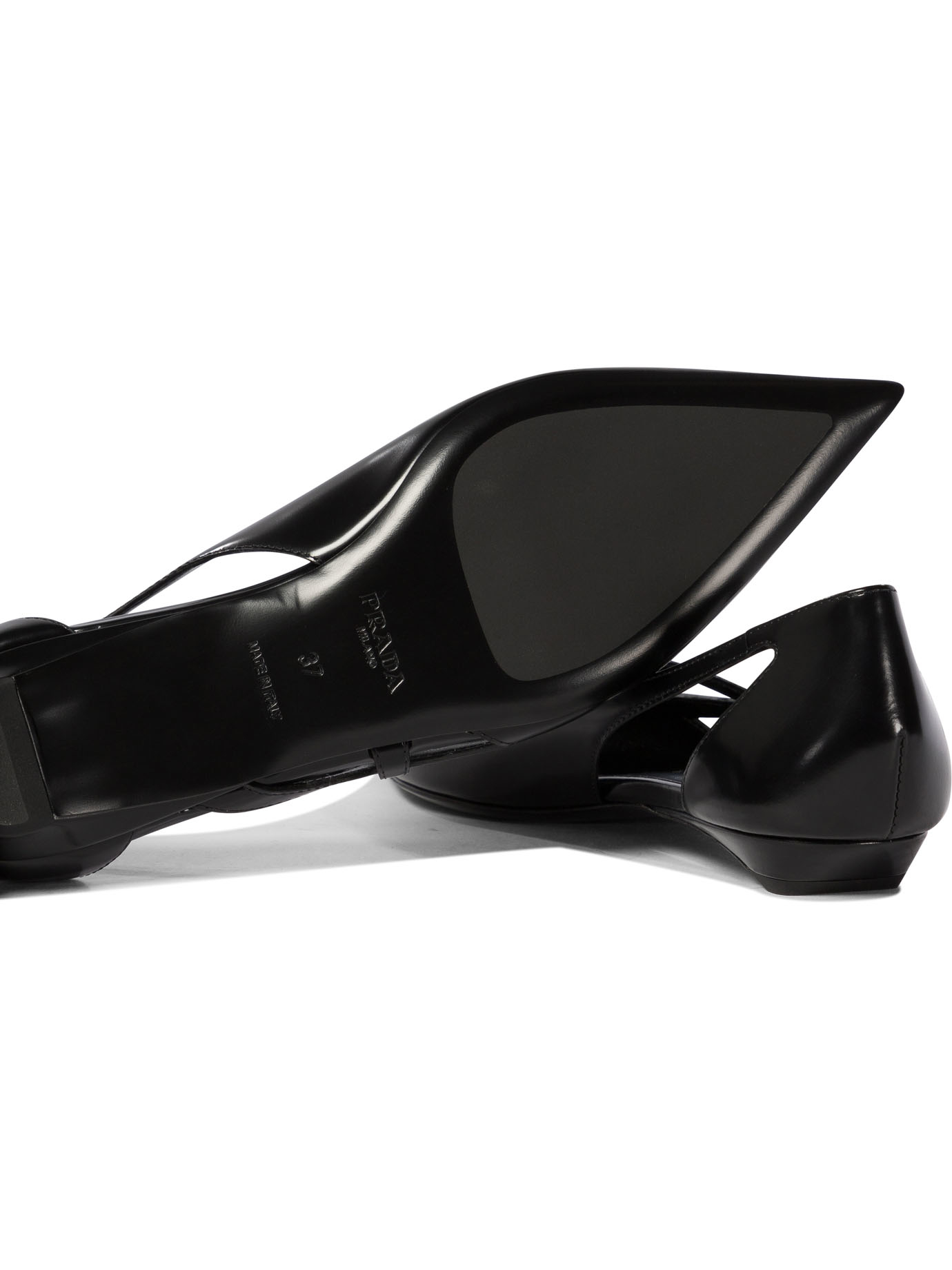 PRADA Black   Brushed leather cut-out ballerinas